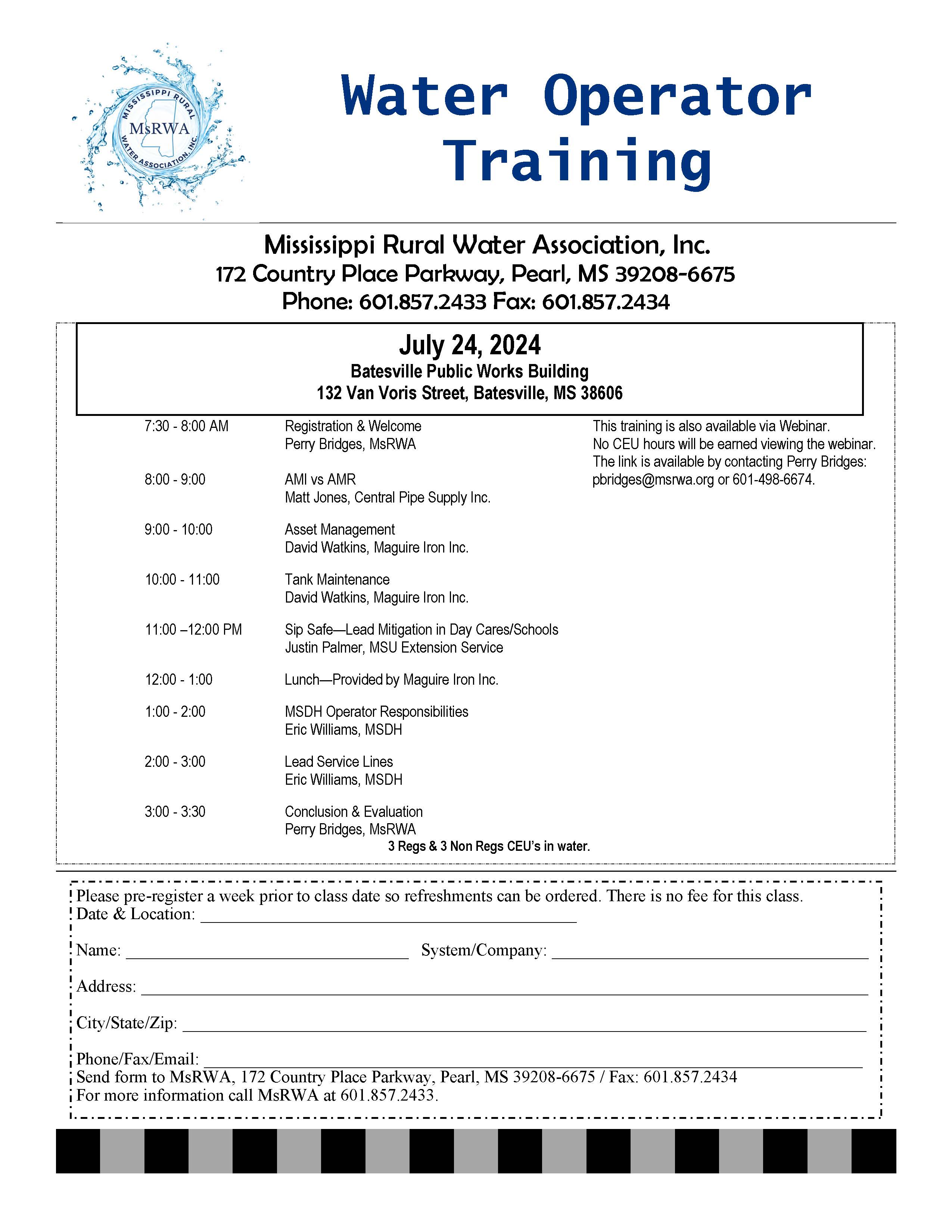 7/24/24 Water Operator Training