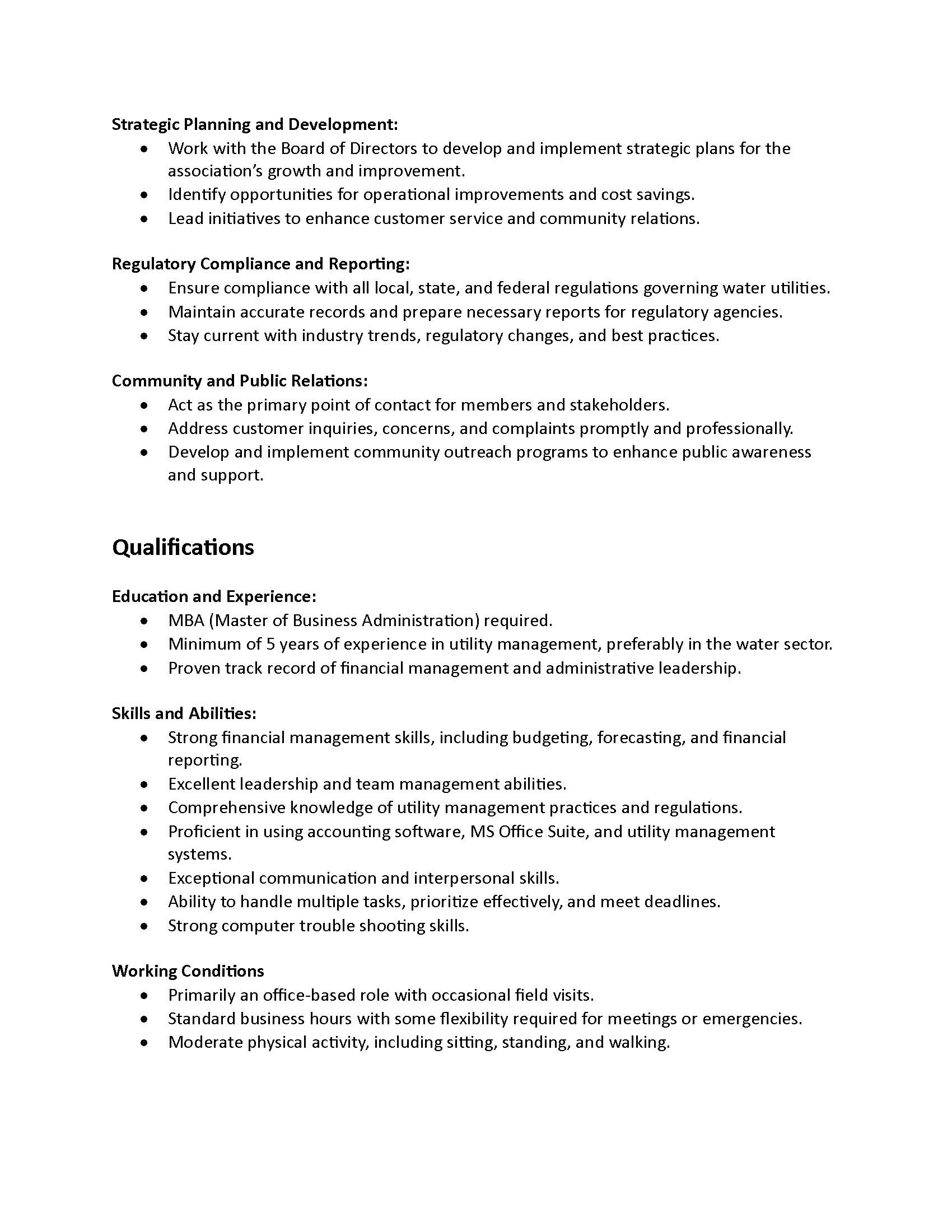 Job Opening - Long Creek Water Association Business Manager Page 2