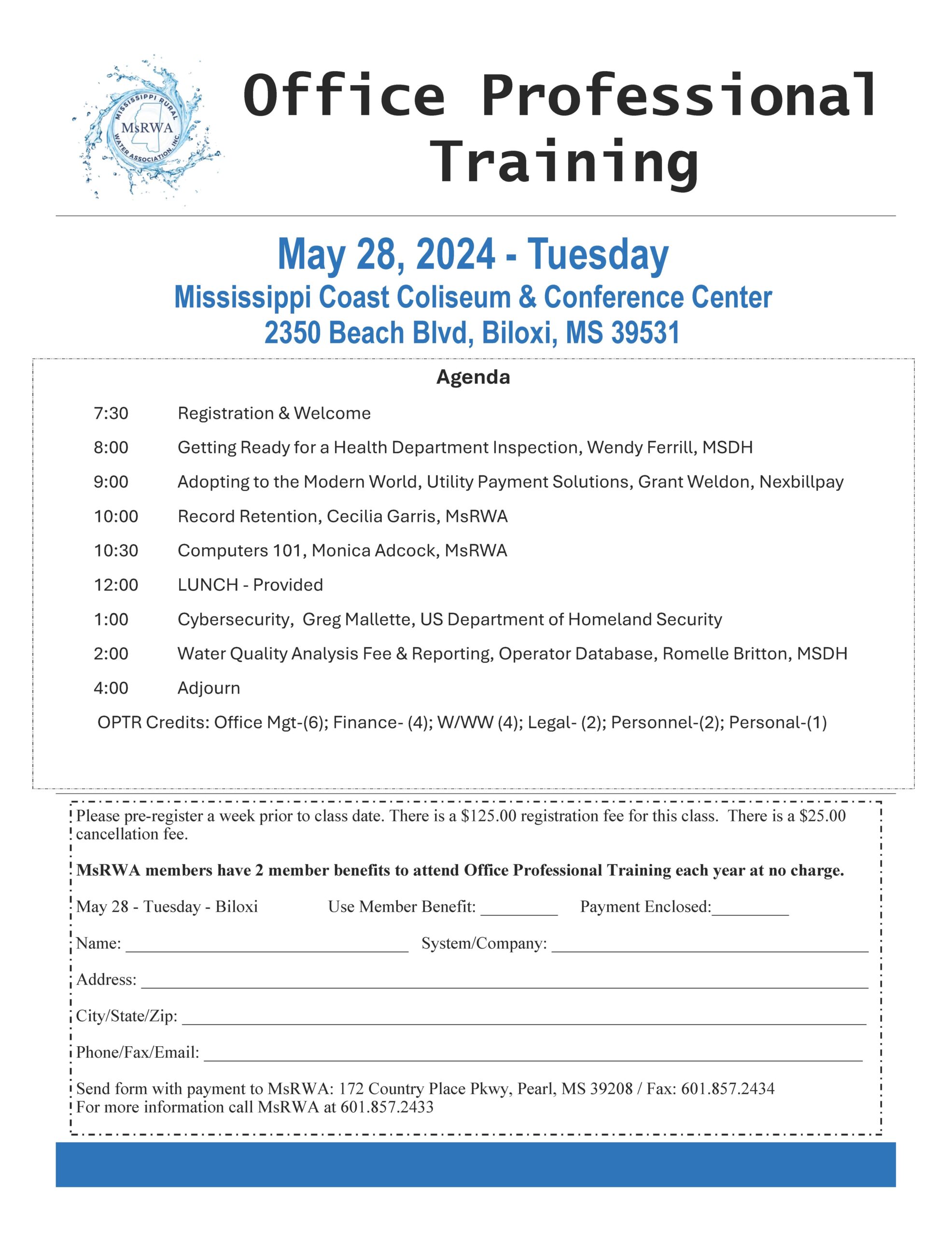 Office Professional Training - May 28, 2024 - Biloxi, MS @ MS Coast Coliseum & Convention Center